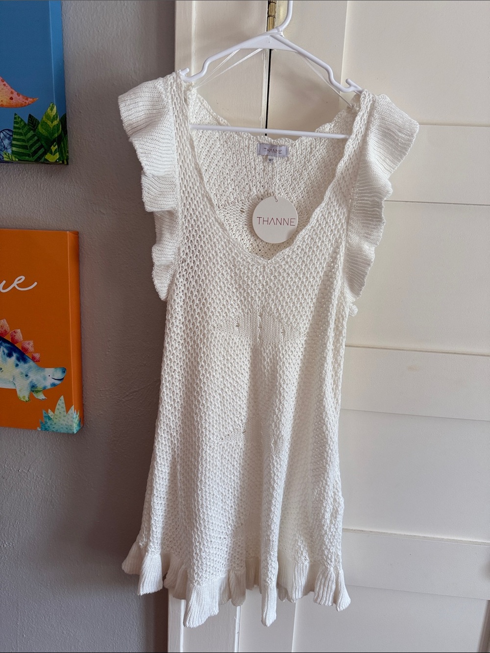 White Knit Ruffle Sleeve Tank